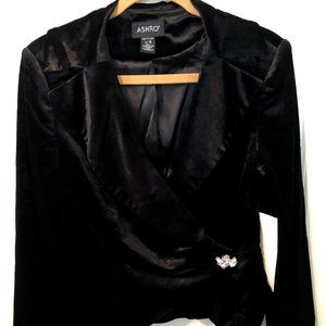 Formal Crop Blazer with Rhinestone Button Accent